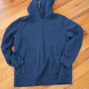 MEN UNDER ARMOUR Threadborne Blue Large Hooded COLD GEAR Sweatshirt Hood…
